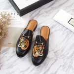 Gucci Princetown embroidered slipper black 457135