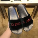 Gucci Velvet slide sandal with embroidery 478175