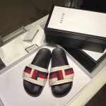 Gucci Satin slide with Web bow white 498316