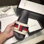 Gucci Satin slide with Web bow white 498316