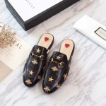 Gucci Princetown embroidered leather slipper black 505268