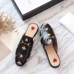 Gucci Princetown embroidered leather slipper black 505268