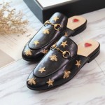 Gucci Princetown embroidered leather slipper black 505268