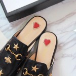 Gucci Princetown embroidered leather slipper black 505268