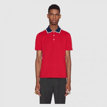 Gucci Cotton polo with Gucci stripe 500972_X9M38