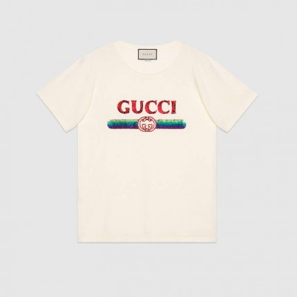 492347 sequin gucci logo tshirt