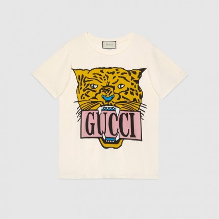 Gucci oversize cotton t-shirt with tiger 492347