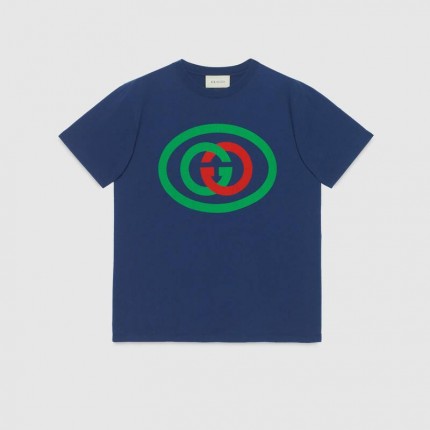 Gucci Oversize T-shirt with Interlocking G Blue 565806