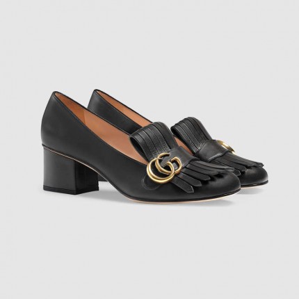 Gucci  mid heel pump in black leather 408208