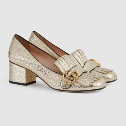 gucci metallic mid heel pump 408208