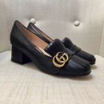 Gucci  mid heel pump in black leather 408208