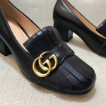 Gucci  mid heel pump in black leather 408208