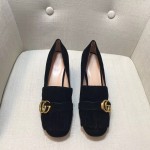 gucci suede mid heel pump in black 408208