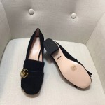 gucci suede mid heel pump in black 408208