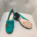 gucci suede mid heel pump in blue 408208