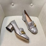 gucci metallic mid heel pump in sliver 408208