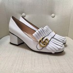 Gucci  mid heel pump in white leather 408208