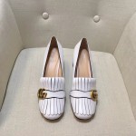 Gucci  mid heel pump in white leather 408208