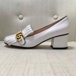 Gucci  mid heel pump in white leather 408208