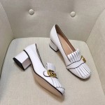 Gucci  mid heel pump in white leather 408208