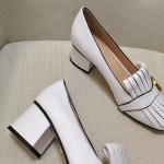 Gucci  mid heel pump in white leather 408208