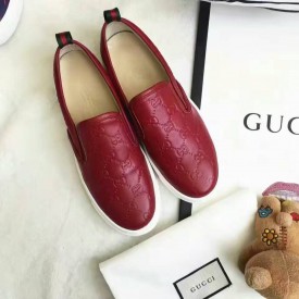 Replica Gucci women's g signature slip-on sneaker shoes 408510 in Red