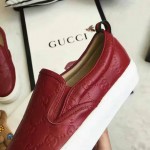 Replica Gucci women's g signature slip-on sneaker shoes 408510 in Red