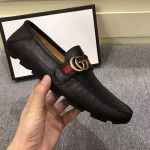 Gucci Leather driver with Web Shoes 450891 in Black