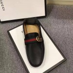 Gucci Leather driver with Web Shoes 450891 in Black