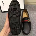 Gucci Leather driver with Web Shoes 450891 in Black