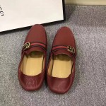 Gucci Leather driver with Web Shoes 450891 in Red