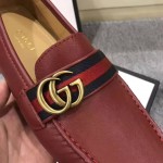 Gucci Leather driver with Web Shoes 450891 in Red