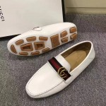 Gucci Leather driver with Web Shoes 450891 in White