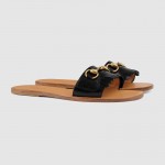 Gucci Fringe leather Horsebit slide 517017-1000