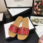 Gucci Fringe leather Horsebit slide 517017-6433