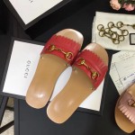 Gucci Fringe leather Horsebit slide 517017-6433