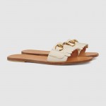 Gucci Fringe leather Horsebit slide 517017-9110