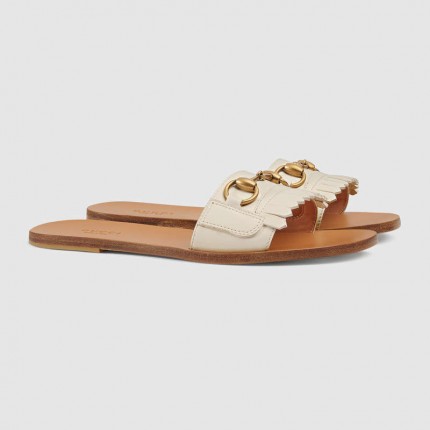 Gucci Fringe leather Horsebit slide 517017-9110