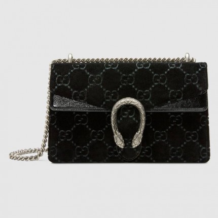 Gucci Dionysus GG velvet small shoulder bag black 400249