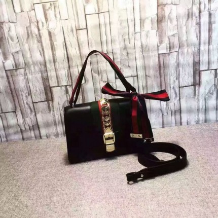 Gucci Sylvie leather shoulder bag black 421882