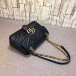 Gucci GG Marmont matelassé shoulder bag black leather 443496