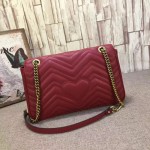 Gucci GG Marmont matelassé shoulder bag red leather 443496