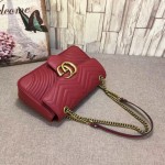 Gucci GG Marmont matelassé shoulder bag red leather 443496