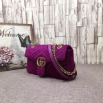 Gucci GG Marmont matelassé shoulder bag small velvet purple 443497