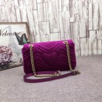 Gucci GG Marmont matelassé shoulder bag small velvet purple 443497