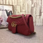 Gucci GG Marmont matelassé shoulder bag small red leather 443497