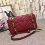 Gucci GG Marmont matelassé shoulder bag small red leather 443497