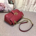 Gucci GG Marmont matelassé shoulder bag small red leather 443497