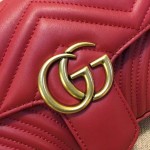 Gucci GG Marmont matelassé shoulder bag small red leather 443497