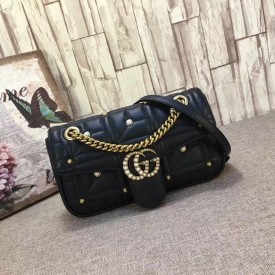 Gucci GG Marmont matelassé shoulder bag small stud black 443497